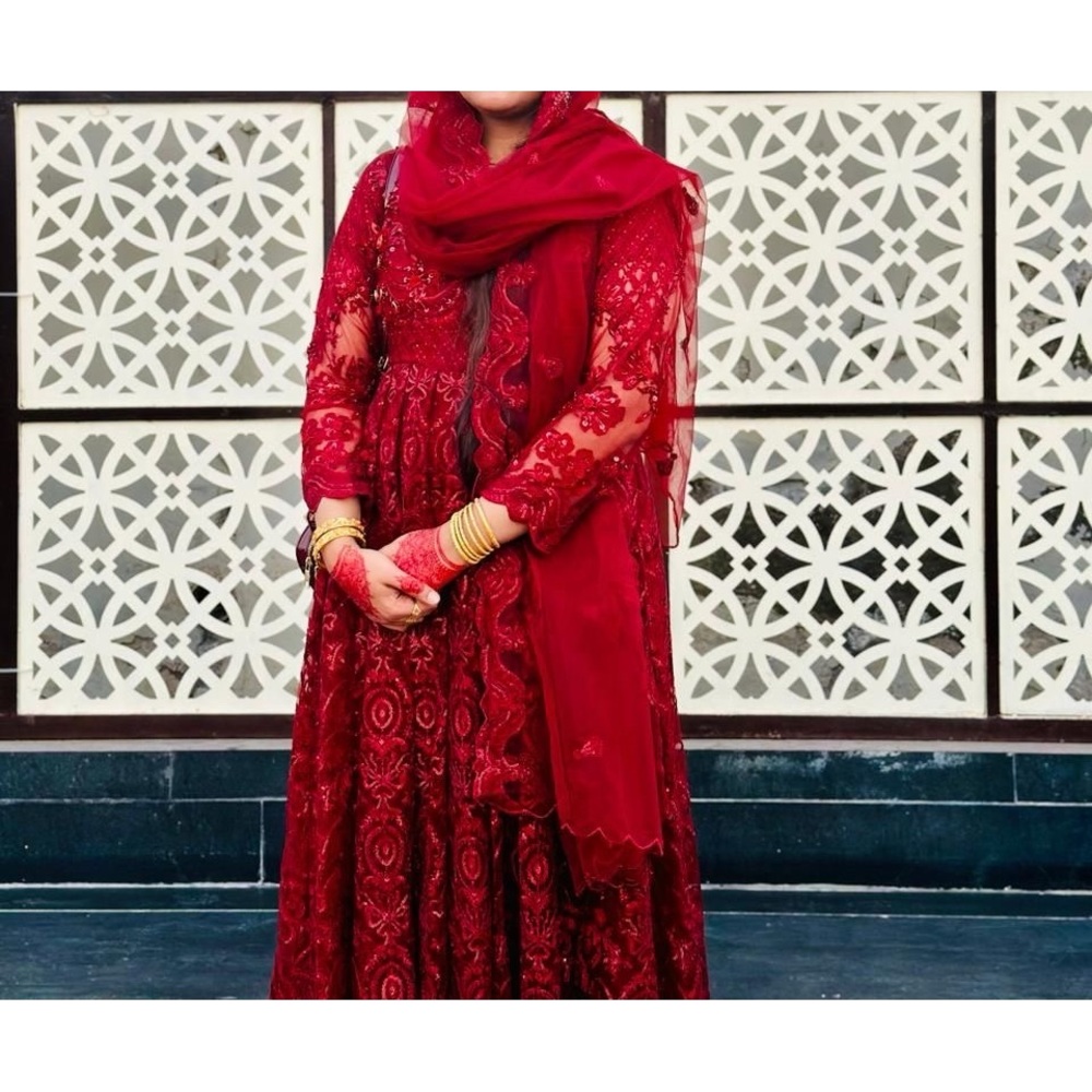 Embellished Red Mock Neck Gown